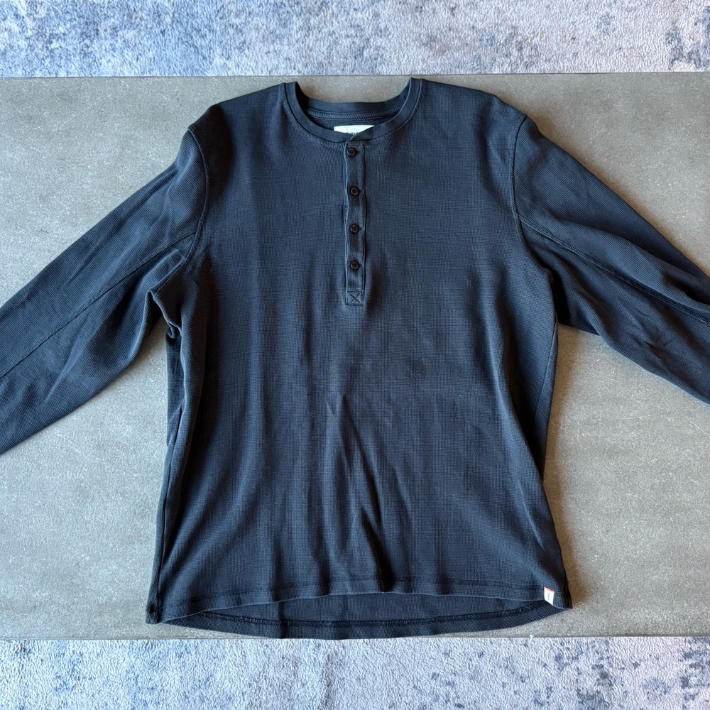 The Normal Brand Black Ribbed Henley